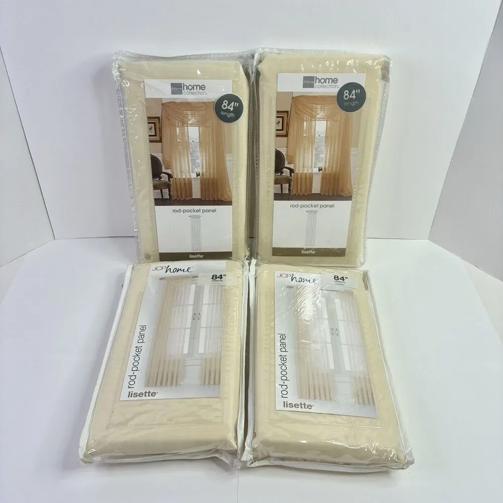 Lot Of 4 JCPenney Home Collection Panel Curtain Lisette Soft Yellow 60